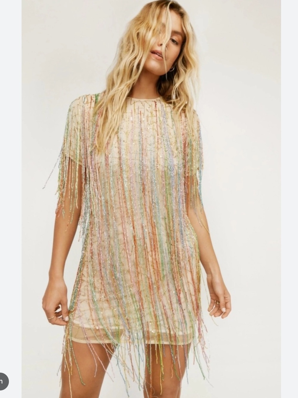 Nasty Gal Nasty Neon Beaded Tassell Mini Dress Size 10